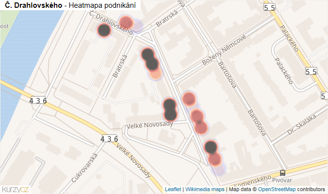Mapa Č. Drahlovského - Firmy v ulici.