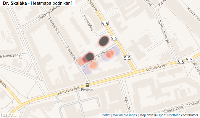 Mapa Dr. Skaláka - Firmy v ulici.