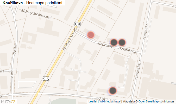 Mapa Kouřílkova - Firmy v ulici.