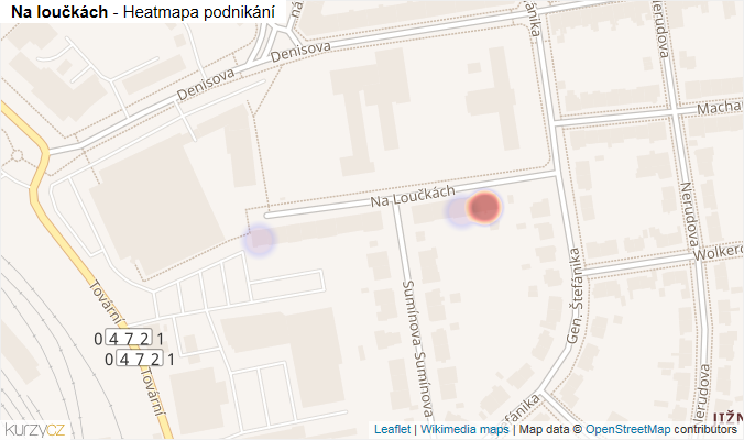 Mapa Na loučkách - Firmy v ulici.