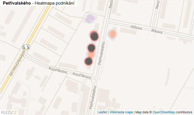 Mapa Petřivalského - Firmy v ulici.