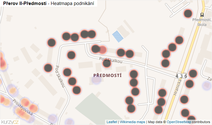 Mapa Přerov II-Předmostí - Firmy v části obce.