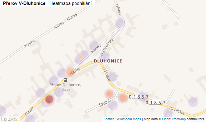 Mapa Přerov V-Dluhonice - Firmy v části obce.