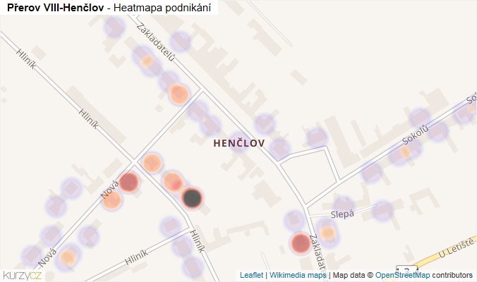 Mapa Přerov VIII-Henčlov - Firmy v části obce.
