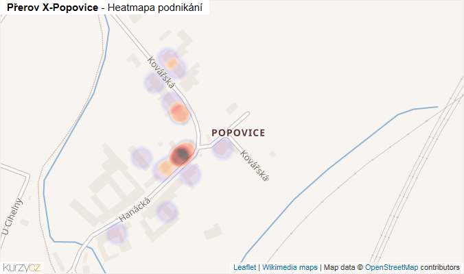 Mapa Přerov X-Popovice - Firmy v části obce.