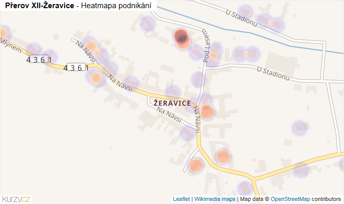 Mapa Přerov XII-Žeravice - Firmy v části obce.