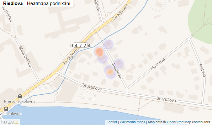 Mapa Riedlova - Firmy v ulici.