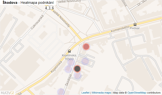 Mapa Škodova - Firmy v ulici.