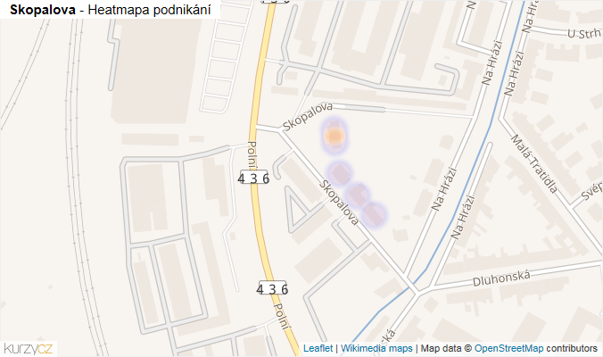 Mapa Skopalova - Firmy v ulici.