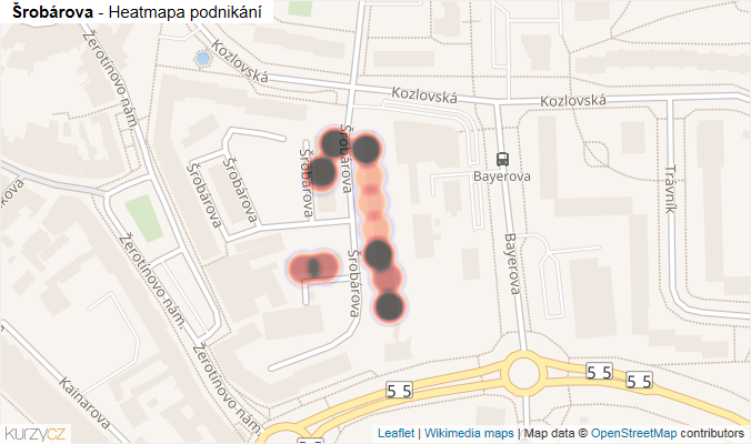 Mapa Šrobárova - Firmy v ulici.