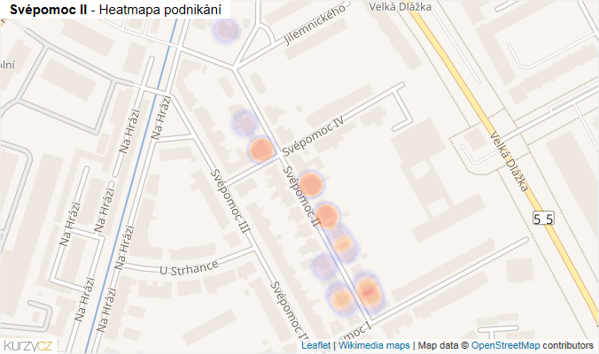 Mapa Svépomoc II - Firmy v ulici.