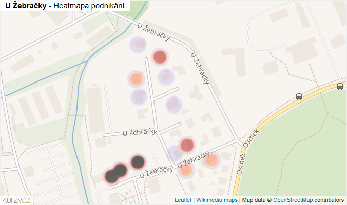 Mapa U Žebračky - Firmy v ulici.