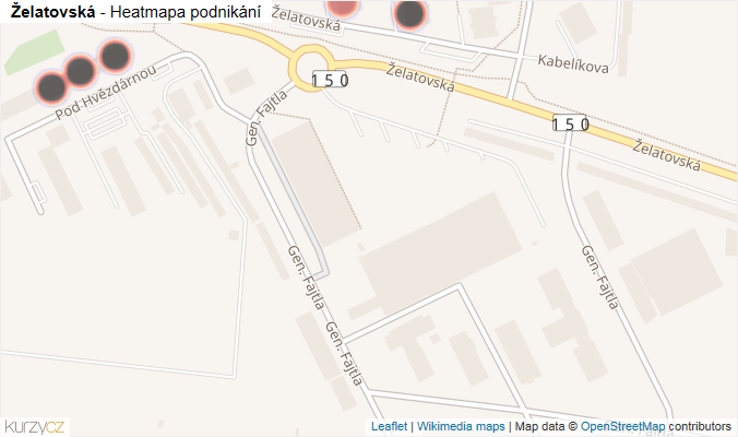 Mapa Želatovská - Firmy v ulici.