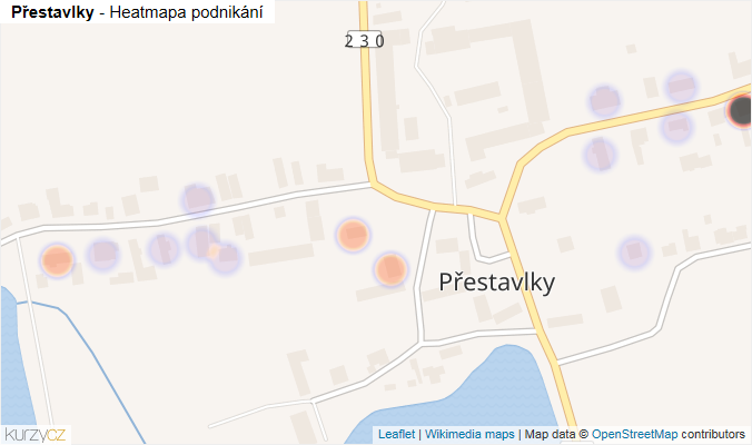 Mapa Přestavlky - Firmy v části obce.