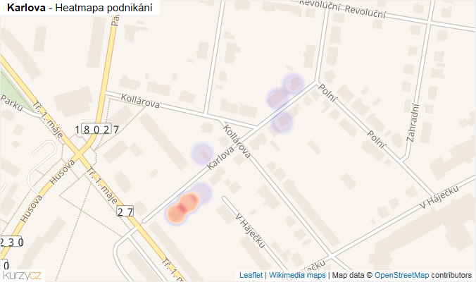 Mapa Karlova - Firmy v ulici.