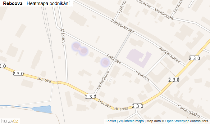 Mapa Rebcova - Firmy v ulici.
