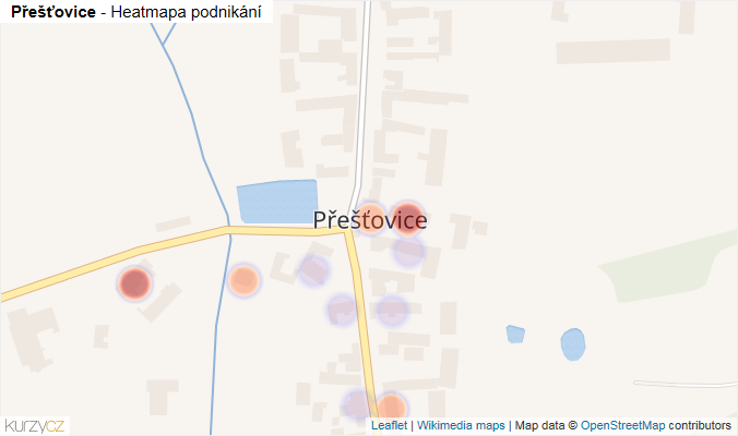 Mapa Přešťovice - Firmy v části obce.