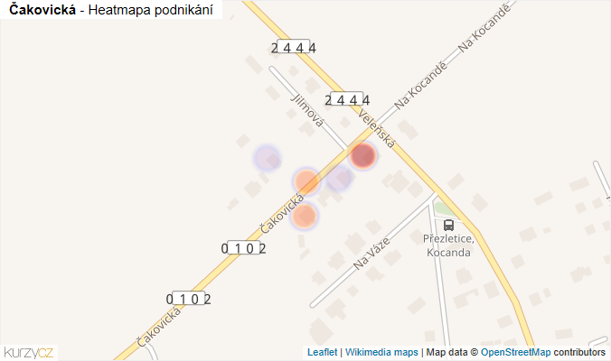 Mapa Čakovická - Firmy v ulici.