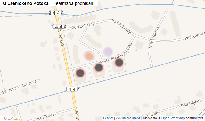 Mapa U Ctěnického Potoka - Firmy v ulici.