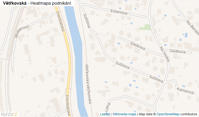 Mapa Větřkovská - Firmy v ulici.