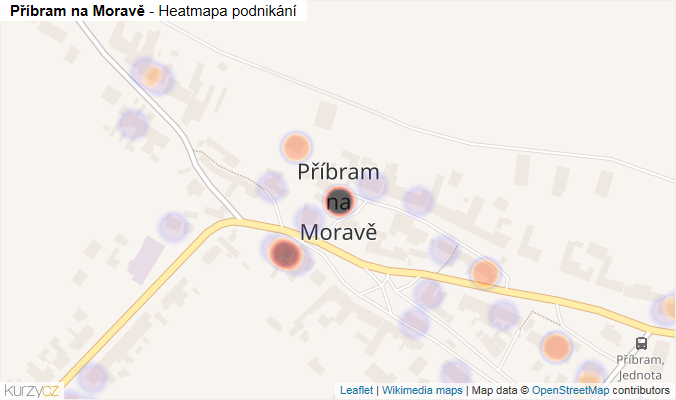 Mapa Příbram na Moravě - Firmy v části obce.