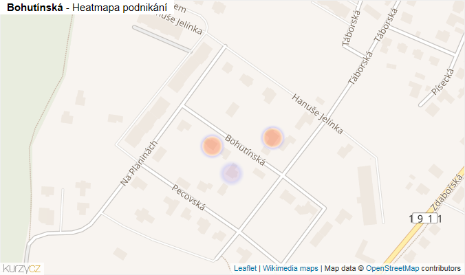 Mapa Bohutínská - Firmy v ulici.
