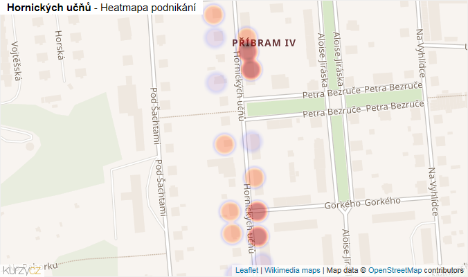 Mapa Hornických učňů - Firmy v ulici.