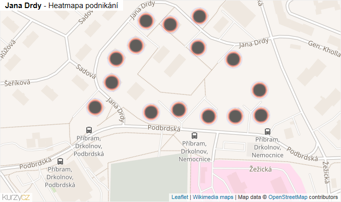 Mapa Jana Drdy - Firmy v ulici.