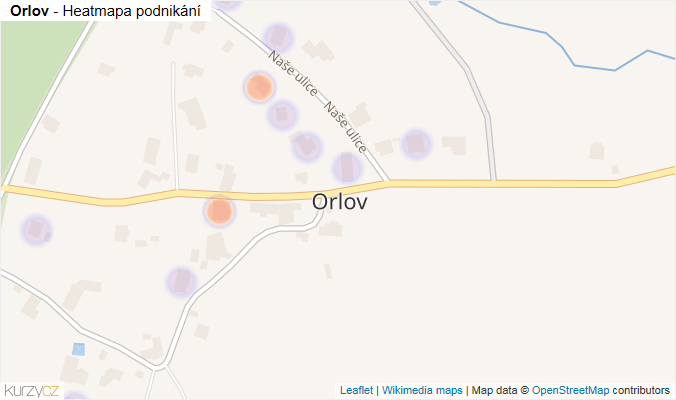 Mapa Orlov - Firmy v části obce.