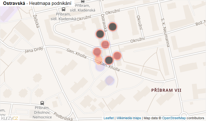 Mapa Ostravská - Firmy v ulici.