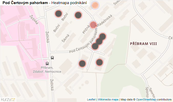 Mapa Pod Čertovým pahorkem - Firmy v ulici.