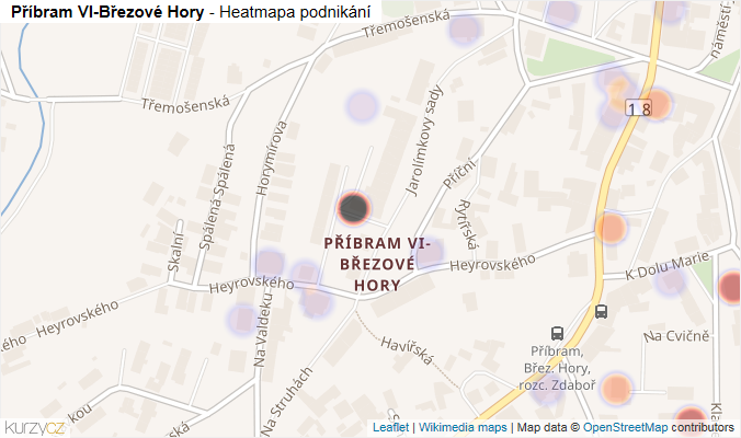 Mapa Příbram VI-Březové Hory - Firmy v části obce.