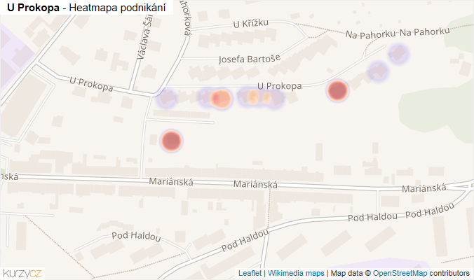Mapa U Prokopa - Firmy v ulici.