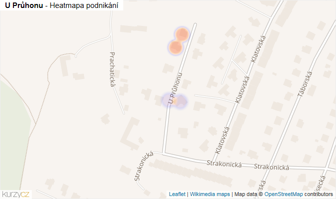 Mapa U Průhonu - Firmy v ulici.