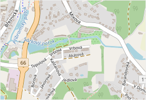 Vrbová v obci Příbram - mapa ulice