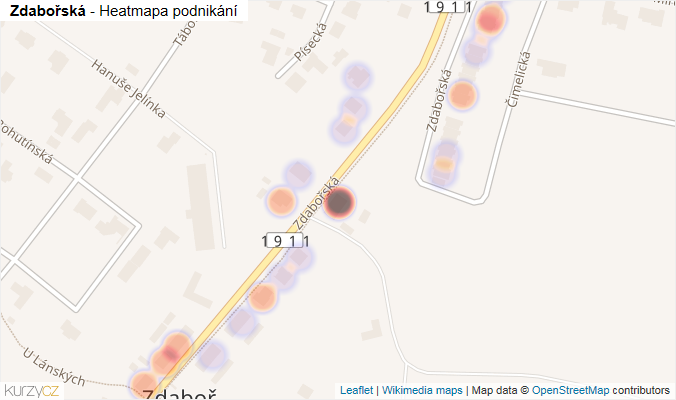 Mapa Zdabořská - Firmy v ulici.