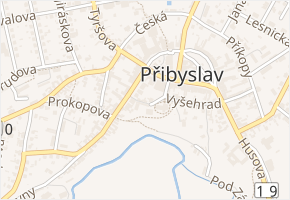 Kostelní v obci Přibyslav - mapa ulice