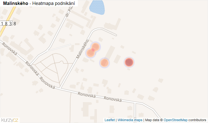 Mapa Malinského - Firmy v ulici.