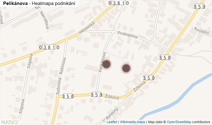 Mapa Pelikánova - Firmy v ulici.