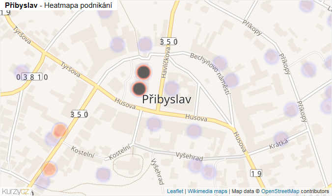 Mapa Přibyslav - Firmy v části obce.