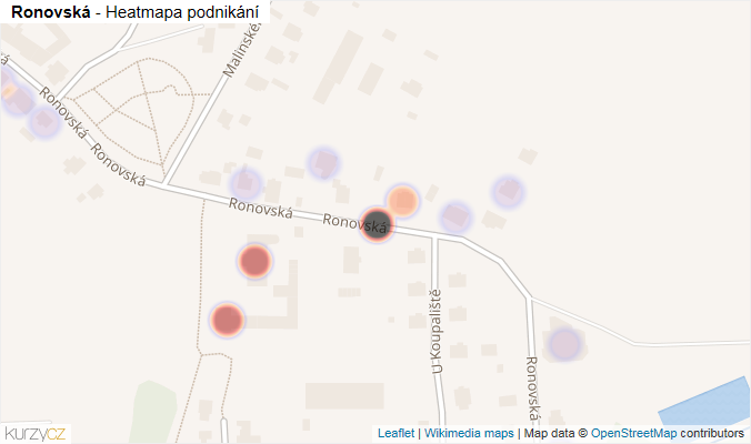 Mapa Ronovská - Firmy v ulici.