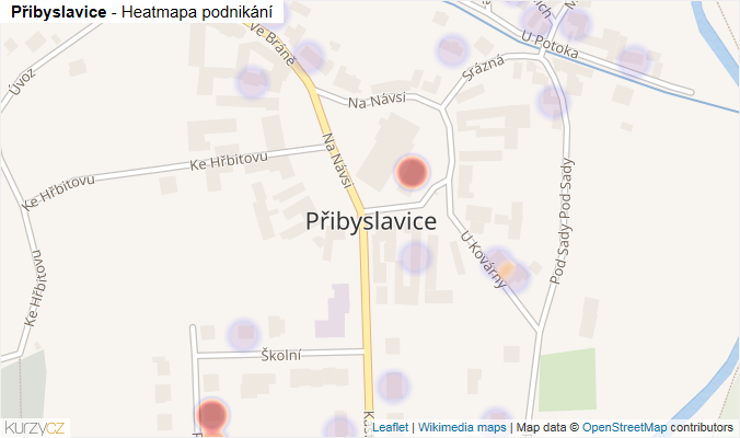 Mapa Přibyslavice - Firmy v části obce.