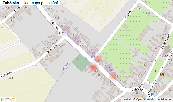 Mapa Žabčická - Firmy v ulici.
