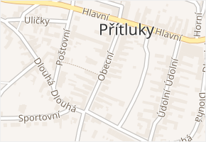 Obecní v obci Přítluky - mapa ulice