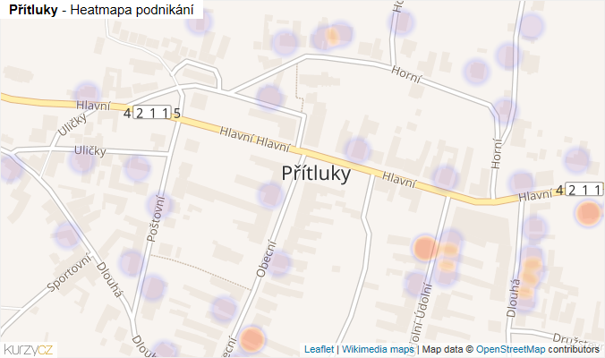 Mapa Přítluky - Firmy v části obce.