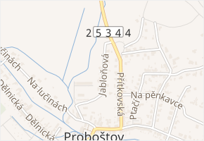 Jabloňová v obci Proboštov - mapa ulice