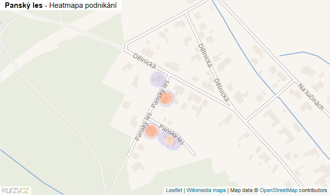 Mapa Panský les - Firmy v ulici.