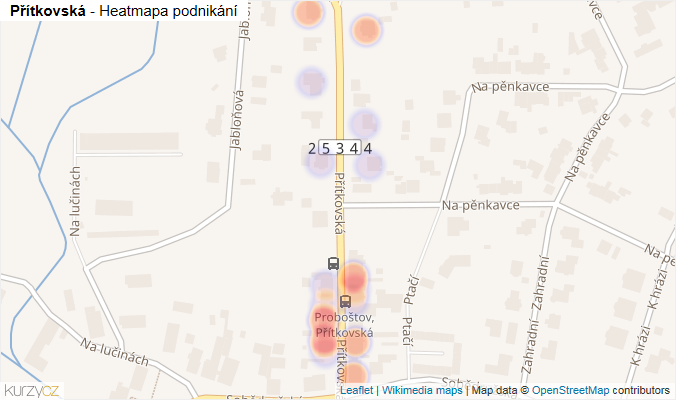 Mapa Přítkovská - Firmy v ulici.