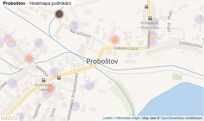 Mapa Proboštov - Firmy v části obce.