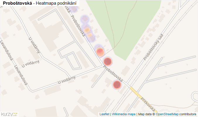 Mapa Proboštovská - Firmy v ulici.